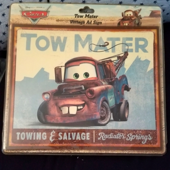VTG New in Package Disney Pixar Tow Mater Vintage Ad Sign (Read Description) - Picture 1 of 8